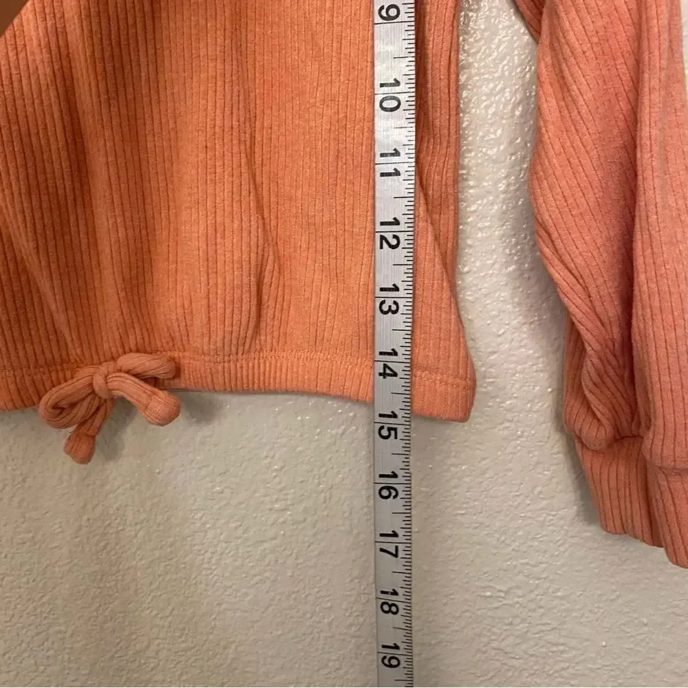 Old Navy oversized orange cozy ribbed long sleeve knit henley top shirt S 6-7